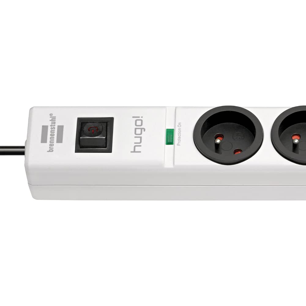 Brennenstuhl – Hugo Multipresa 3 prese/2 prese USB con protezione da sovratensioni cavo 2 m, 230 V, bianco, 1150611523, 230 voltsV