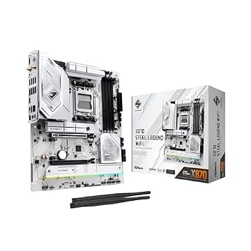 ASRock Placa mãe X870 Steel Legend WiFi 7 AMD Ryzen Socket AM5 ATX DDR5 DIMMs 8000 MHz 256 GB SATA3 6.0 Gb/s USB4 M.2