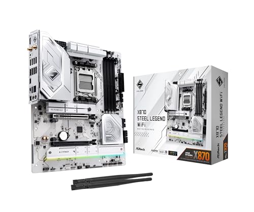 Image of ASRock X870 Steel Legend WiFi 7 AMD Ryzen Socket AM5 ATX Motherboard DDR5 DIMMs 8000 MHz 256 GB SATA3 6.0 Gb /s USB4 M.2