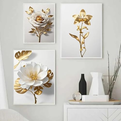 Peinture sur toile de tournesol en or rose chic pour salon élégant