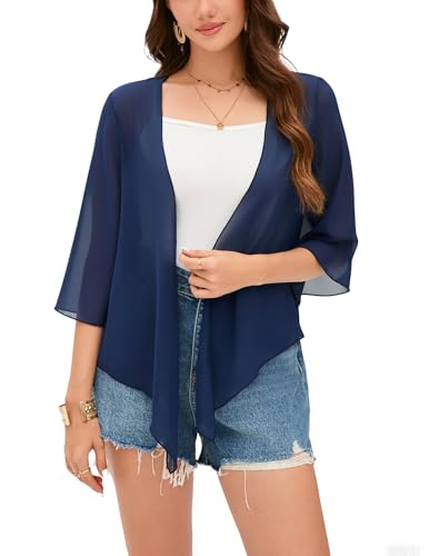 Dosieyeo Chiffon Bolero Damen Festlich 3/4 Arm Bolerojacke zum Binden...