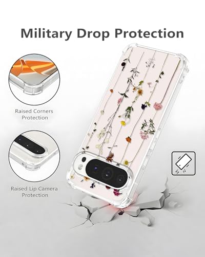 Coque Google Pixel 9 Pro XL souple transparente fleurie lot de 2 protections antichoc - 3