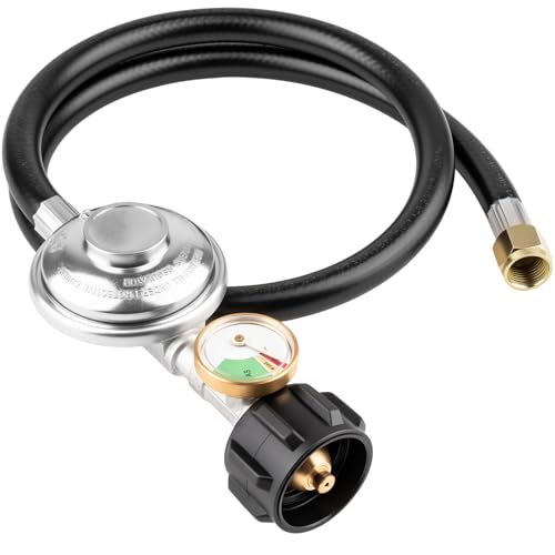 YEYETUO 3 Feet Propane Regulator with Hose Propane Tank Hose Gas Grill Regulator and Hose for Most Gas Grill Heater and Fire Pit Table Universal Propane Tank Regulator 3/8 Female Flare Nut