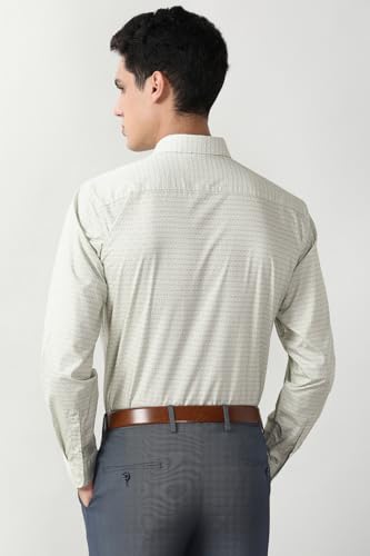 Image of Peter England Men's Printed Formal Shirt with Elegant Bloom Pattern - 100% Cotton, Full Sleeves, Regular Fit