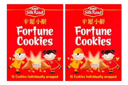 Silk Road Galletas de la Fortuna - [2x12 Unidades], 70g cada caja- para Eventos, Regalos y Celebraciones, Descubre Mensajes Inspiradores en Español y más idiomas - Pack Laborawi