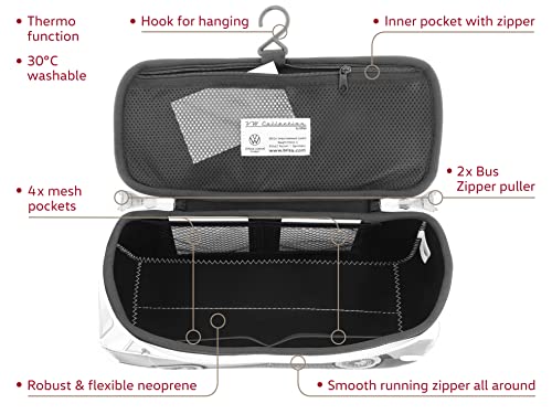 Brisa Vw Collection - Volkswagen Neoprene Universal Bag For Makeup, Travel, Cosmetics In Samba Bus T2 Camper Van Design (Green & White/Large) #TOP1