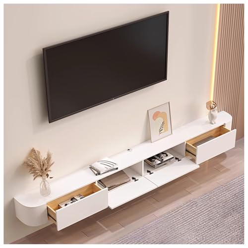 Meuble TV avec rangement blanc pour cacher les câbles au mur