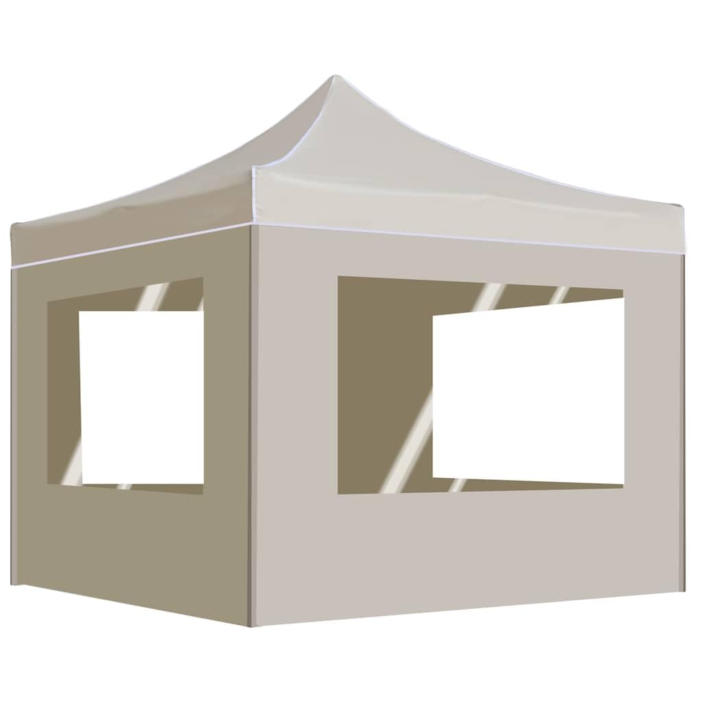 Carpa plegable para fiestas, 2 x 2 m, aluminio crema, con paredes