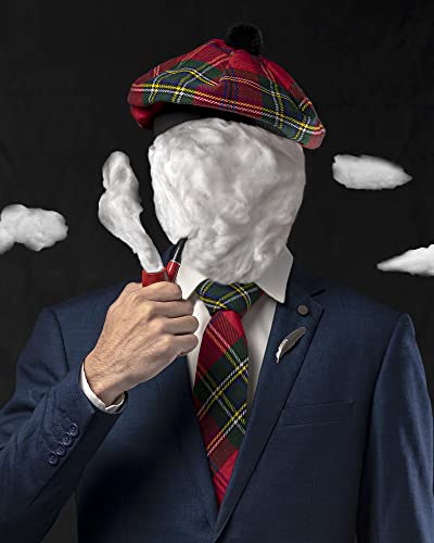 Image of Scottish Tam O' Shanter Hat Tartan Bonnet Pom Pom Wool Flat Cap One Size