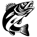 Finest Folia Fisch Aufkleber für Auto Motorrad Boot Schlauchboot Angelbox Sticker Autoaufkleber Angler Fische selbstklebend wetterfest wasserfest K174 (Schwarz Glanz, Motiv 03)