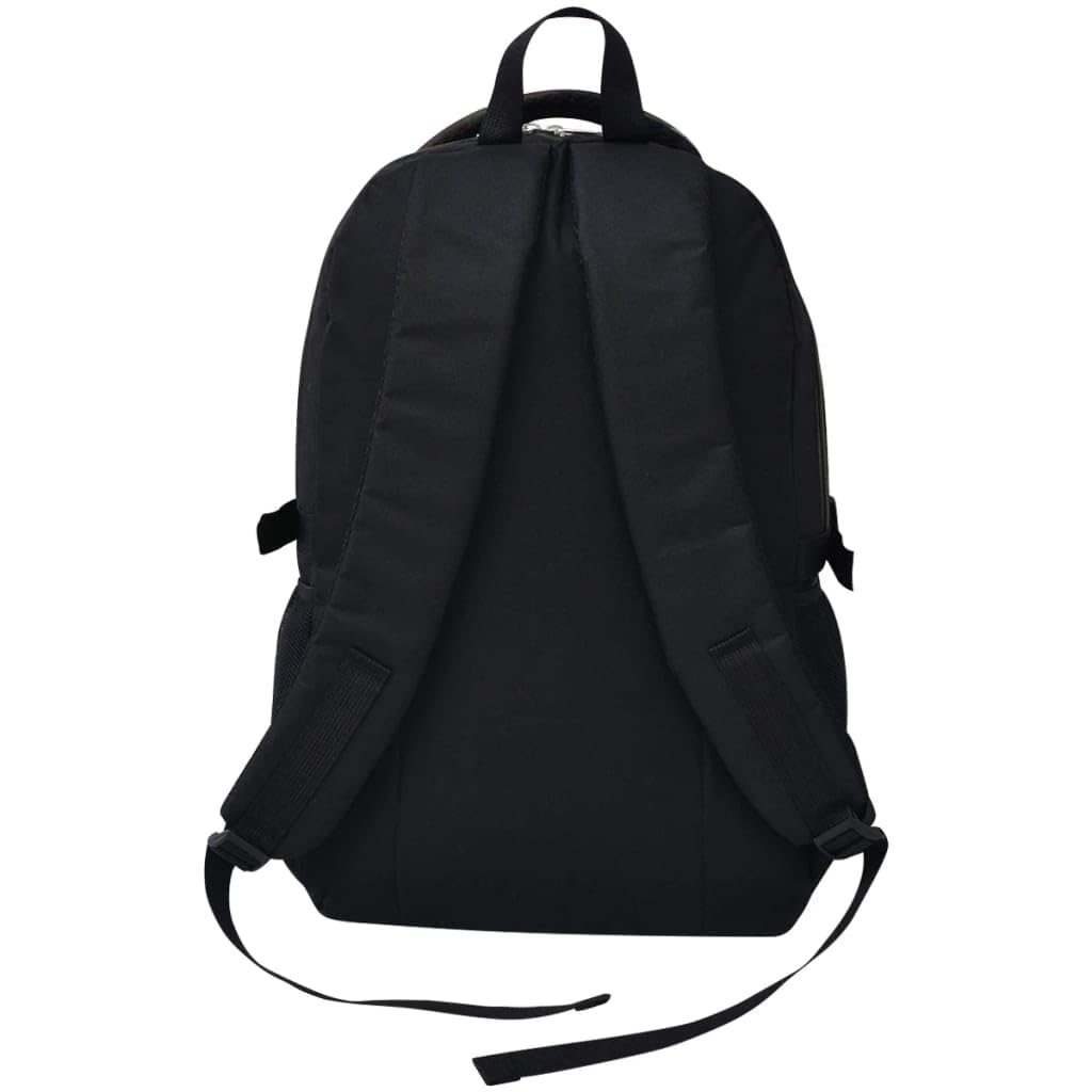 Zaino Scuola 40L Nero e Mimetico in Poliestere 600D Rivestito 33x17x50 cm Idrorepellente con Spallacci Imbottiti 3 Scomparti Scomparto Laptop per Scuola Università Viaggio