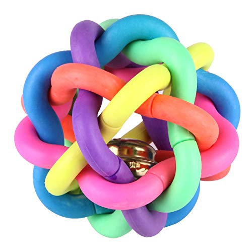 Pet Supplies Fun Colorful Weave Style Bell Ball Pet Toy, Size: M