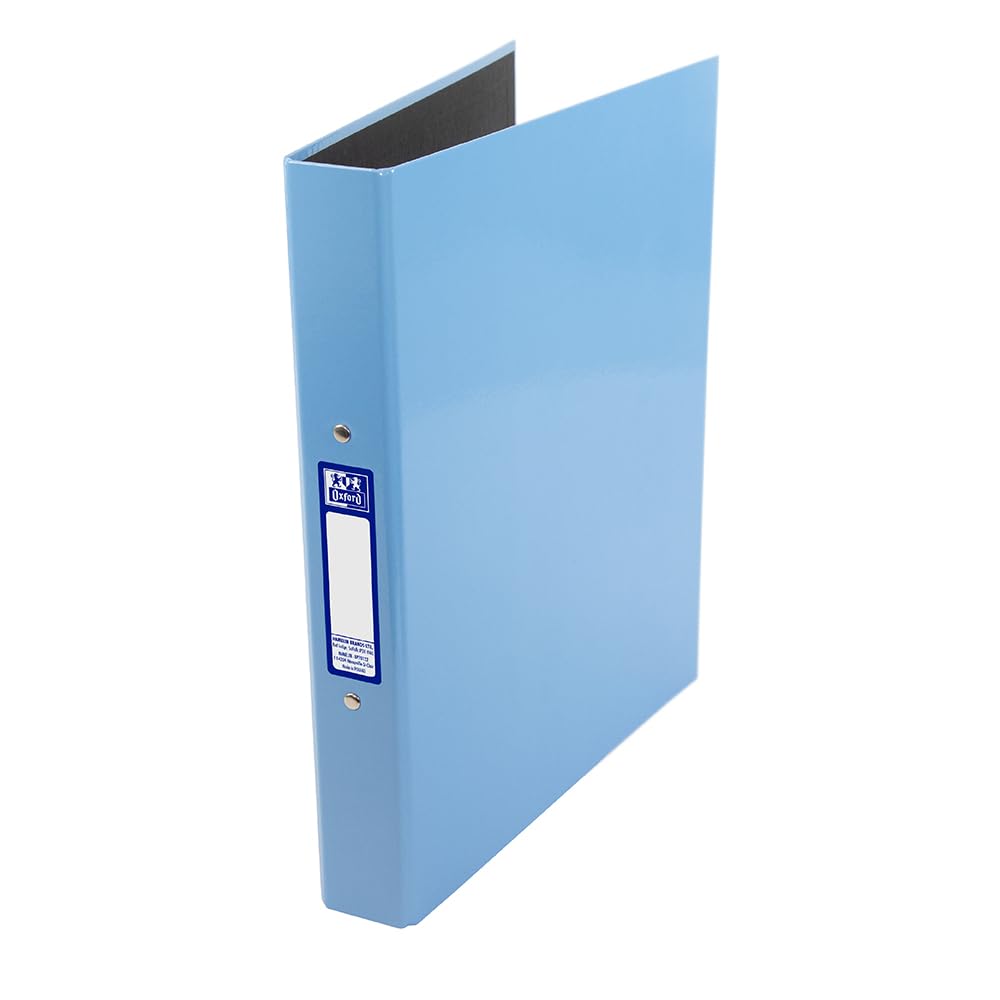 Oxford Premium A4 Ring Binder, Light Blue Single Folder, 25mm Capacity, Laminated Paper on Board
