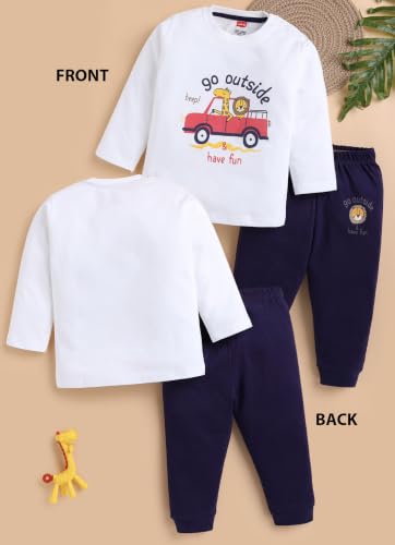 Image of LuvLap Baby Boys 100% Cotton Full Sleeve Boys T-Shirt & Pyjama Sets, Pack Of 3