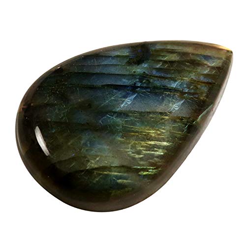 Cabochon poire labradorite naturelle 53,35 carats, idée cadeau pour collectionneur