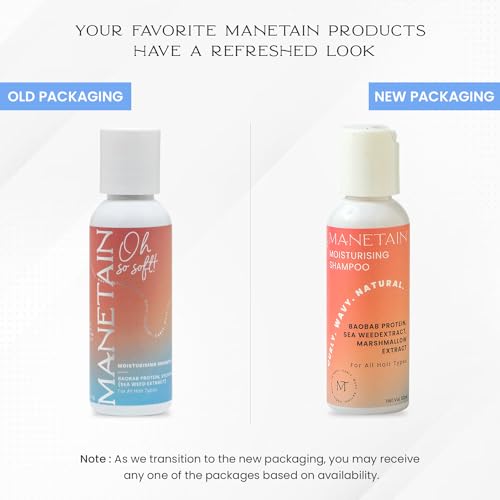 Image of Manetain Moisturising Shampoo 50ml for Daily Use Sulphate, Paraben & Toxin Free | Vegan Shampoo for Women, Men, & Kids with Curly, Wavy, Dry & Frizzy Hairs