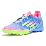 adidas ユニ 大人用 F50 リーグ ターフ サッカー スパイク スニーカー, ブルーフュージョン/ルシッドレモン/ルシッドピンク, 11.5 Women/10.5 Men