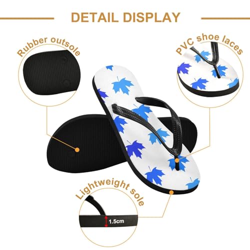 Sinestour Maple Leaf Blue Flip Flops for Beach Thong Sandals Anti-slip Lightweight Beach Slippers for Summer Travel Swim3