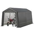 GarveeLife Outdoor Portable Storage Shed, 8 x 12FT Storage Shed, Waterproof and UV Resistant, Outdoor Storage Tent with Roll-up Zipper Doors for Motorcycle, Bike, Gardening Tools, Grey