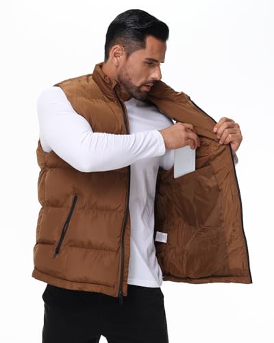 Image of JIHUILAI Men's Puffer Vest Winter Jacket Warm Puffy Vests Men Outdoor Sleeveless Lightweight Water-Resistant Vest M To 5XL