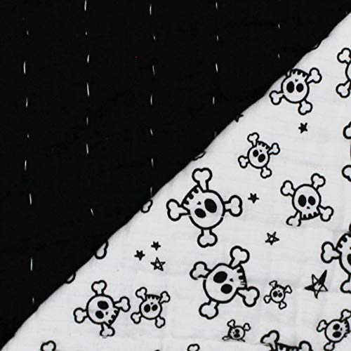 Image of HonestBaby Hand-Quilted Baby Blanket Reversible 100% Organic Cotton for Infant Boys, Girls, Tossed Skulls /Black, One Size