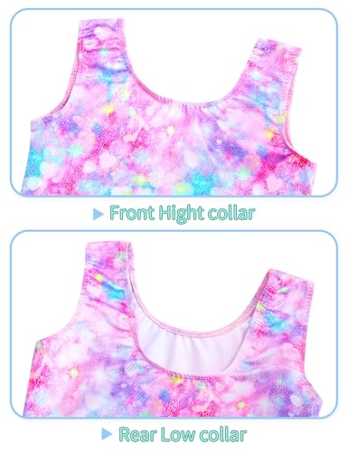 Nymphperi Girls Gymnastics Leotards 2 Piece Shiny Sleeveless Bodysuits with Sparkly Breathable Shorts Suit3