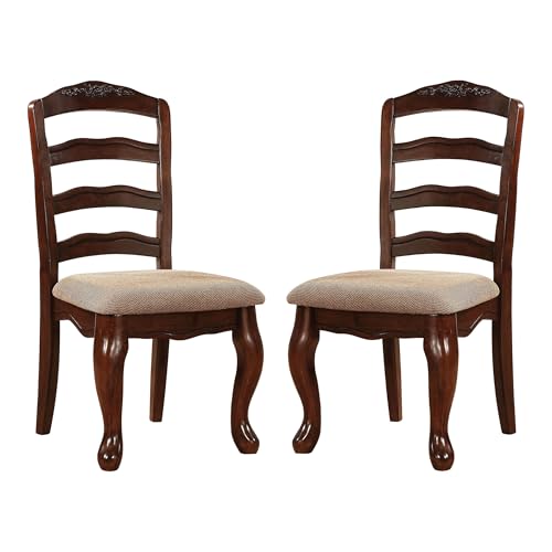 Furniture of America Pienne Wood Padded Dining Chair in Dark Walnut (Set of 2)