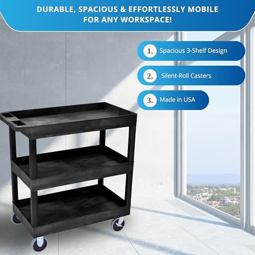 Image of FSE 373-EC111HD-B 32 inch x 18 inch Tub Cart - Three Shelves