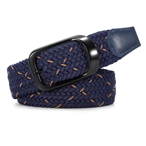 Image of JASGOOD Stretch Belt for Men, Men Women Elastic Woven Braided Belt 1 3 /8 Casual Belt Golf Belt for Jeans Pants