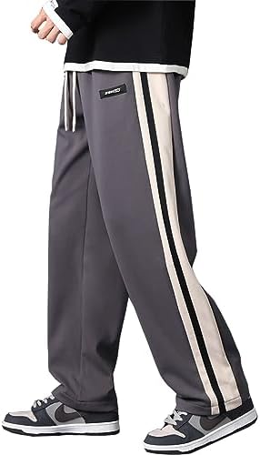 （14:30時点） [Inkpoo] ズボン メンズ 秋服 ストライプ ステッチ ボトムス おしゃれ ずぼん ワイドパンツ ポケット 通気性 人気 冬春服 大きいサイズ わーくぱんつ オールシーズン対応 Gray XL