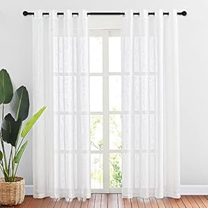 NICETOWN White Sheer Linen Curtains for...