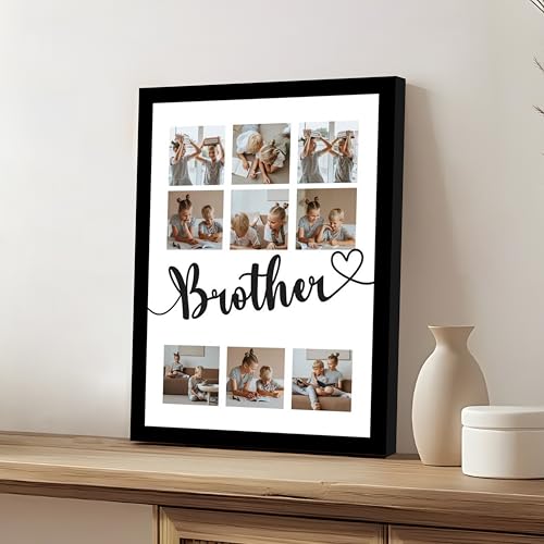 Image of Art Street Customized Brother with 9 Photo Collage print for Sister, Rakhi Gifts Photo Frame With Photo Upload, Birthday, Gift for Husband, Couple, Brother, Sister, Parrents (A4)