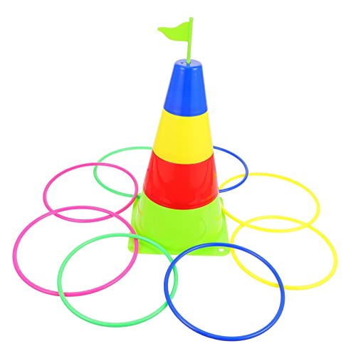 BRIGHTFUFU 1Set Outdoor Ring Toss Stack Up Nesting Tower Game for and Material Bright Colors Encourages Learning and Fun Playtime for All Ages