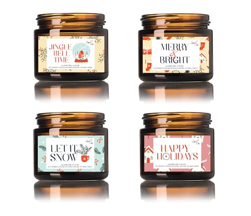 Carol Cao 4 Pack Christmas Candle Jars, Christmas Candle Pack, Christmas Candles, Christmas Gifts, Home Decor Candle, Winter Candle