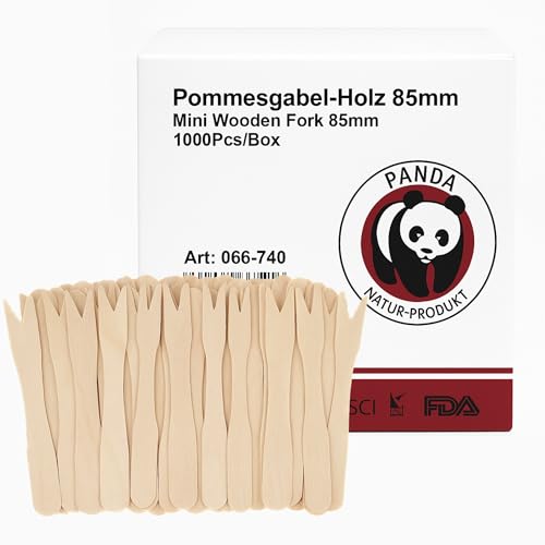 Mini Fourchettes en Bois - 85 mm - Idéal pour frites, snacks et amuse-bouches (1000)