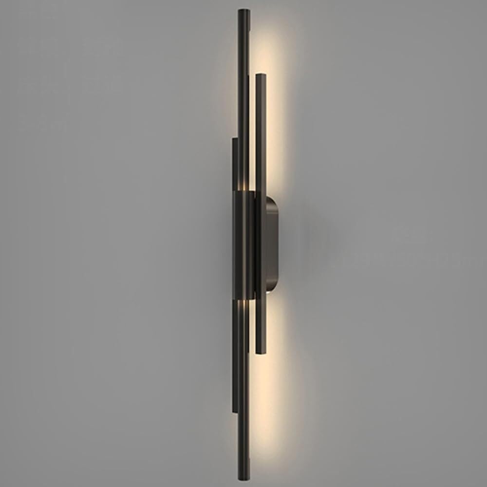 HCZKIUJY Long Strip Wall Sconce Modern LED Slender Wall Light Fixture, Linear Wall Lighting - 3 Color Temp, Wall Lamps for Bedroom Bedside Bathroom Living Room(Bllack-100cm)
