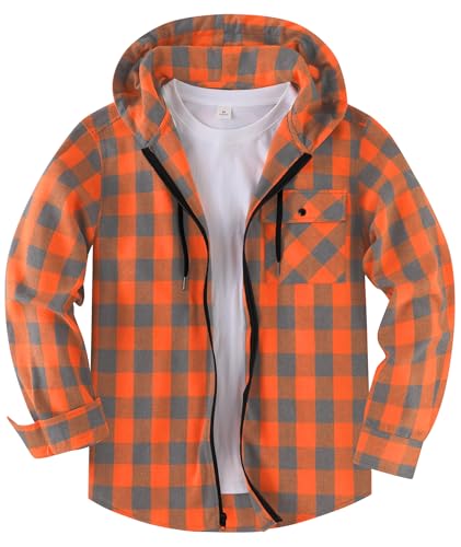 SwissWell Chemises Flanelle pour Hommes à Capuche Chemises à Carreaux Chemise Manches Longues avec Fermeture éclair Chemise de Bûcheron pour Le Travail...