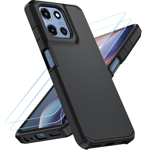 for Moto G 2026/2025 Case,Moto G Play 2026 Case with 2 HD Screen Protector,Military-Grade Shockproof Cover Phone Silicone Durable Armor 3 in 1 Case for Moto G 5G & G Play(Black)