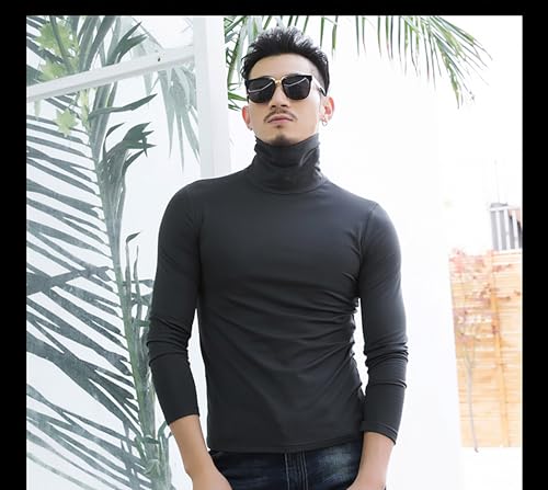 YIXUANAI タートルネック メンズ インナー トップス 微起毛 裏起毛 タートル 長袖 カットソー 冬 暖かい 下着 防寒 あったか ハイネック Tシャツ 重ね着 の商品画像 5