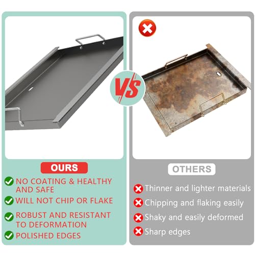 Image of Full Size Griddle Insert for Blaze 4 /5 Burner BLZ-4LTE BLZ-5 Grill Parts | For summerset sizzler 32 inch& 40'' RCS RJC32A, AOG grill part, no coating griddle with gloves, even heating, 29''L x 17.9''W