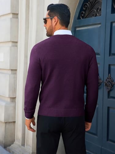 Image of Runcati Mens Crewneck Sweaters Casual Knit Lightweight Dress Sweater Long Sleeve Slim Fit Fall Winter Pullover