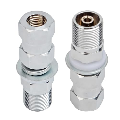 Image of (2pcs) Heavy Chrome-Plated Brass SO-239 Stud Mount CB Ham Radio Antenna Adapter for 3 /8-24 Threads Mount, fit Any 1 /2 inch Hole