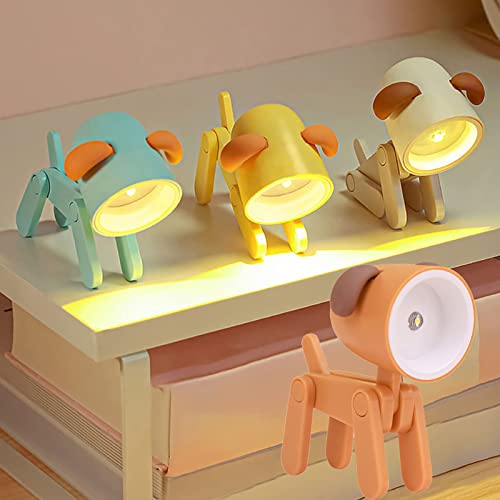 Cute Mini Night Light 4 Piezas de Dibujos Animados DIY Cute Dog Night Light LED lámpara de Escritorio portátil Ajustable luz de Noche LED lámparas protección Ocular para niños Cover