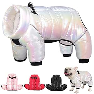 AOFITEE Dog Coat, Waterproof Dog Jacket for Winter, Warm Fullbody Dog Snowsuit, Zip Up Fleece Dog Vest, Cold Weather Dog Coats with Reflective Stripes, Outdoor Windproof Dog Apparel for Small Dogs, XL