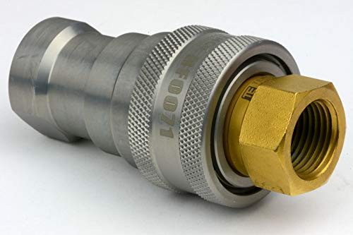 Image of TEMCo 1 /2 inch Female NPT Thread 1 /2 inch Body Pair Hydraulic Coupler ISO 7241B Poppet ValveQuick Connect for Tractors and Ag Equipment Fits Pioneer Parker Format - HF0072 (HF0070 + HF0071)
