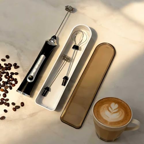 Image of Handheld Electric Milk Frother with 2 Heads, Coffee Whisk Foam Mixer with USB Rechargeable 3 Speeds, Foam Maker Blender for Latte, Cappuccino, Hot Chocolate, Egg (Type 7)