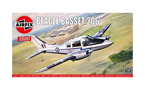 Airfix Vintage Classic Set - Beagle Basset 206 - Plastic Model Aircraft Kits for Adults & Children 8+ - 1:72 Scale Model Aircraft Sets
