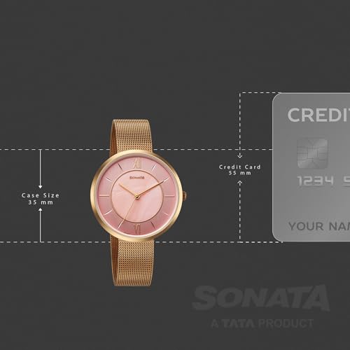 Image of Sonata Modern Edit 3 Quartz Pink Round Dial Women's Watch | Stainless Steel Strap Material | Watches for Women Analog - 8193WM01
