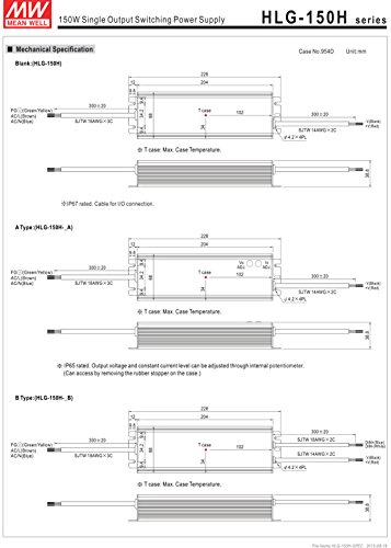 Mean Well Hlg-150H-24A 150 W Single Output 6.3 A 24 Vdc Output Max Ip65 Switching Power Supply - 1 Item(S) #TOP2