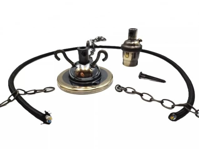 3 Hook Ceiling Rose Pendant Set Brushed Antique Finish (12 inches Chain)